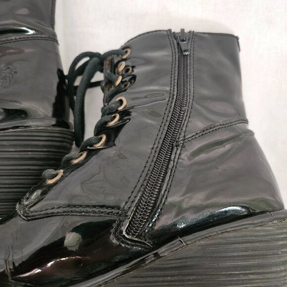 Fly London Patent Leather Lace-Up Wedge Ankle Boots - Black - 8.5 - Picture 9 of 14